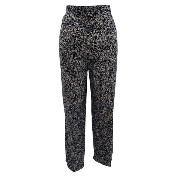 Nygard Collection Womens Silk Blend Wide Leg Floral Pants SZ 12 Boho Chic Retro - Picture 7 of 12